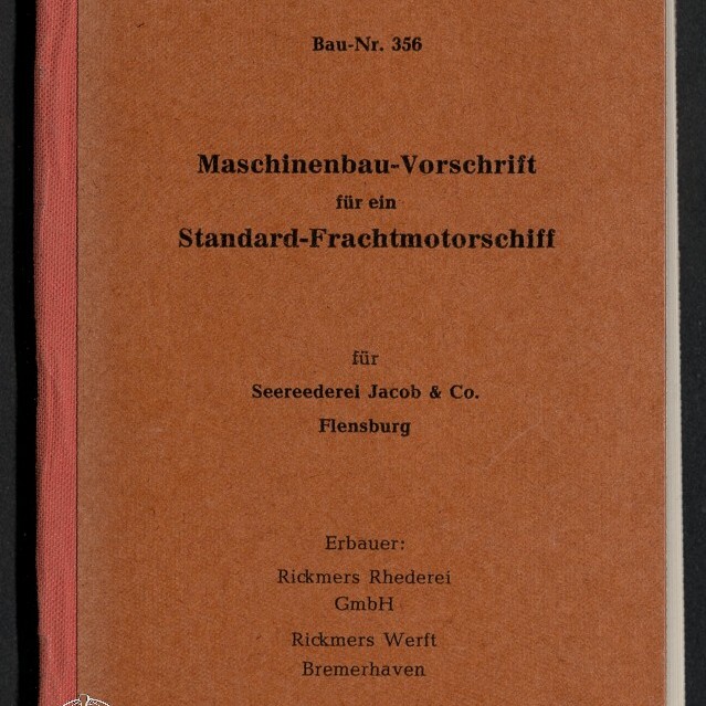 Braunes Heft mit rosafarbenem Buchrücken, Titel 