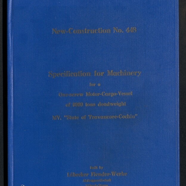 Blaues Leinen-Einbandbuch, mittig mit goldgeprägter Titelschrift (u. a. 