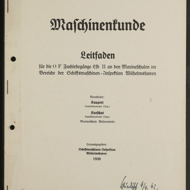 Deckblatt eines 1938 gedruckten Leitfadens mit großem Fraktur-Titel 