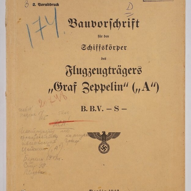 Vergilbtes Titelblatt eines deutschen Bauvorschriftshefts mit der Überschrift 