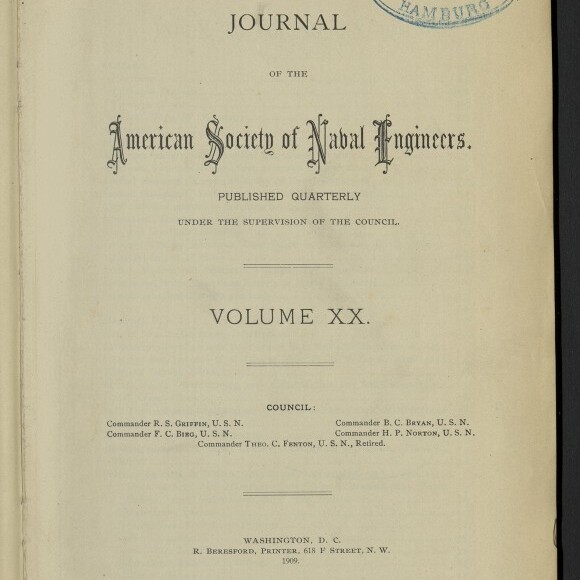 Titelseite des Journals der American Society of Naval Engineers, 