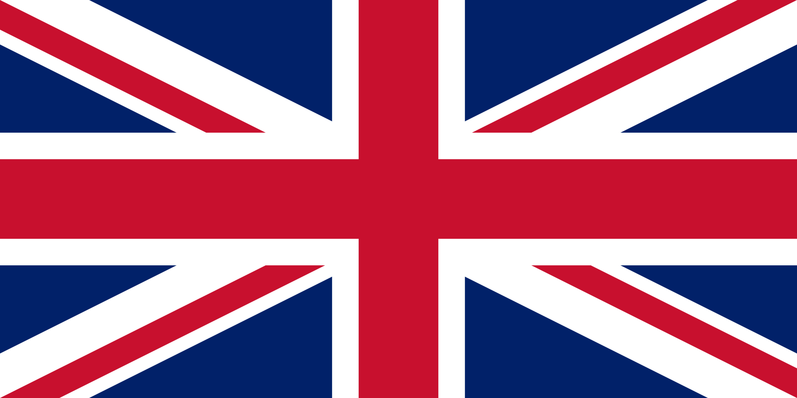 Union Jack: rote, wei&szlig;umrandete Kreuz- und diagonale Streifen auf blauem Grund.
