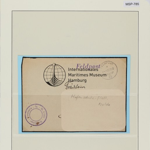 Archivblatt mit Feldpostumschlag mit Aufdruck 